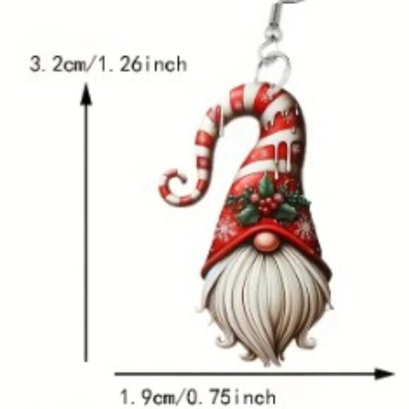 ♥️ 5 for $25 ♥️ Christmas Gnome Acrylic Earrings - Whimsical Holiday Accessory - Picture 4 of 6